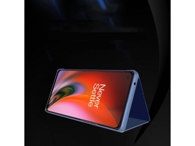 Mirror Standing Cover (ierne) - Zrkadlov puzdro pre OnePlus Nord 2 5G