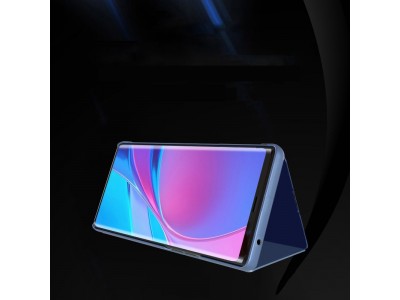 Mirror Standing Cover (ierne) - Zrkadlov puzdro pre Samsung Galaxy A02s EU