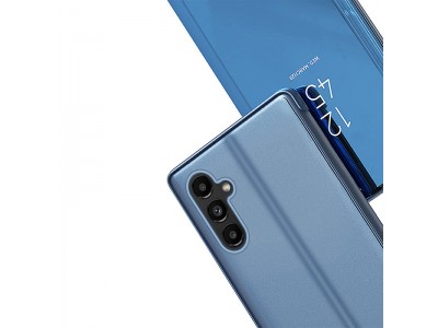 Mirror Standing Cover (ierne) - Zrkadlov puzdro pre Samsung Galaxy A14