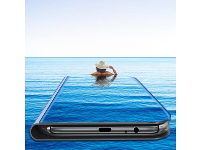Mirror Standing Cover (�ierne) - Zrkadlov� puzdro pre Samsung Galaxy A20s