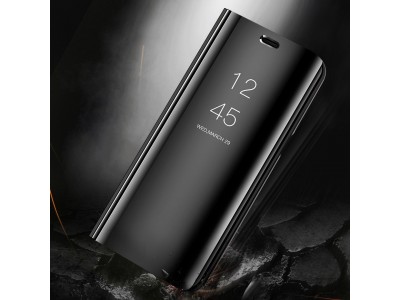 Mirror Standing Cover (ierne) - Zrkadlov puzdro pre Samsung Galaxy A20s