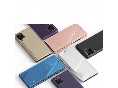 Mirror Standing Cover (ierne) - Zrkadlov puzdro pre Samsung Galaxy M53 5G