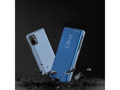 Mirror Standing Cover (ierne) - Zrkadlov puzdro pre Xiaomi Poco M4 Pro 5G