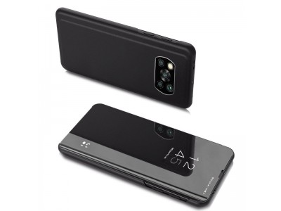 Mirror Standing Cover (čierne) - Zrkadlové puzdro pre Xiaomi Poco X3 NFC