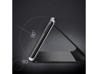 Mirror Standing Cover (ierne) - Zrkadlov puzdro pre Xiaomi Poco X3 NFC