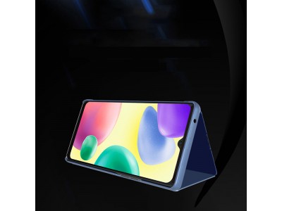 Mirror Standing Cover (ierne) - Zrkadlov puzdro pre Xiaomi Redmi 10C