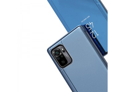 Mirror Standing Cover (ierne) - Zrkadlov puzdro pre Xiaomi Redmi Note 10 5G