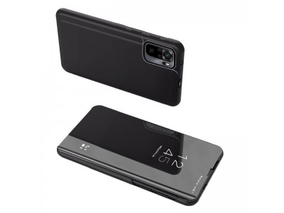 Mirror Standing Cover (čierne) - Zrkadlové puzdro pre Xiaomi Redmi Note 10