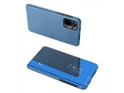 Mirror Standing Cover (modré) - Zrkadlové puzdro pre Xiaomi Poco X4 NFC