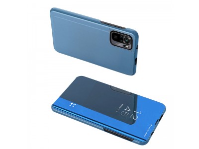 Mirror Standing Cover (modré) - Zrkadlové puzdro pre Xiaomi Redmi Note 10 5G