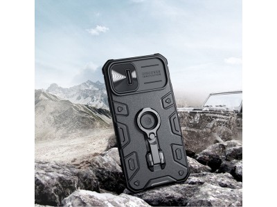 Nillkin CamShield Pro Armor Stand (�ierny) - Plastov� kryt (obal) s ochranou kamery na iPhone 14