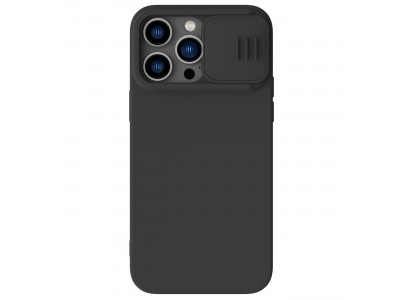 Nillkin CamShield Silky MagSafe (ierny)  Siliknov kryt s podporou MagSafe a s posuvnou ochranou kamery pre iPhone 14 Pro Max