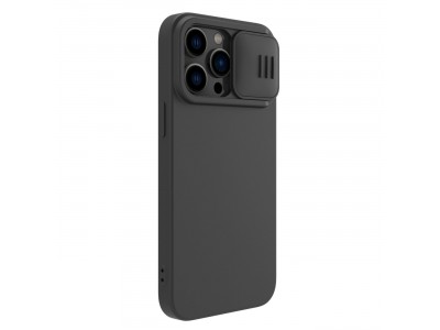 Nillkin CamShield Silky MagSafe (�ierny) � Silik�nov� kryt s podporou MagSafe a s posuvnou ochranou kamery pre iPhone 14 Pro Max