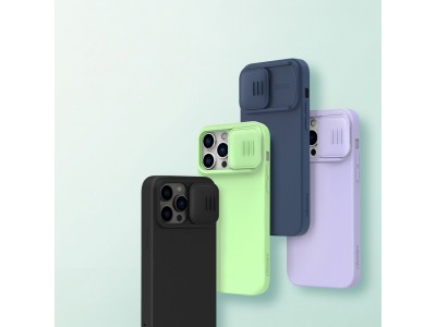 Nillkin CamShield Silky MagSafe (�ierny) � Silik�nov� kryt s podporou MagSafe a s posuvnou ochranou kamery pre iPhone 14 Pro Max