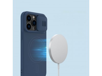 Nillkin CamShield Silky MagSafe (�ierny) � Silik�nov� kryt s podporou MagSafe a s posuvnou ochranou kamery pre iPhone 14 Pro Max