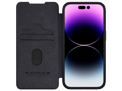 Nillkin QIN Pro Leather Case – Otváracie puzdro z ekologickej kože pre iPhone 15 Pro (čierna)
