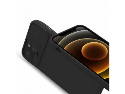 Silicone Camshield (�ierna) - Silik�nov� kryt s posuvnou ochranou kamery pre Samsung Galaxy M52 5G