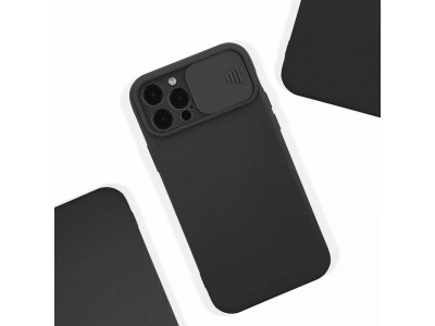 Silicone Camshield (�ierna) - Silik�nov� kryt s posuvnou ochranou kamery pre Samsung Galaxy M52 5G