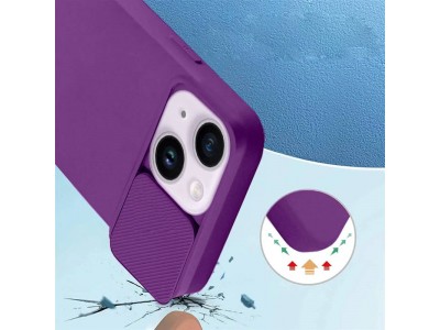 Silicone Camshield (fialový) - Silikónový kryt s posuvnou ochranou kamery pre Apple iPhone 12