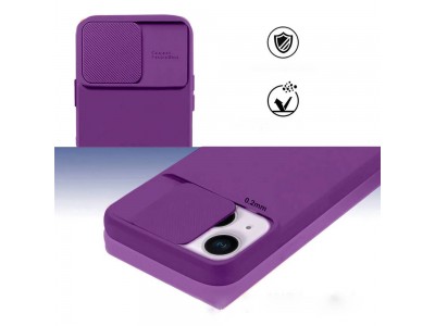 Silicone Camshield (fialov) - Siliknov kryt s posuvnou ochranou kamery pre Apple iPhone 12