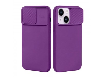 Silicone Camshield (Purple) - Silikónový kryt s posuvnou ochranou kamery pre Apple iPhone 14