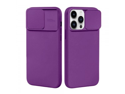 Silicone Camshield (Purple) - Silikónový kryt s posuvnou ochranou kamery pre Samsung Galaxy A12