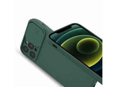 Silicone Camshield (zelen�) - Silik�nov� kryt s posuvnou ochranou kamery pre Samsung Galaxy A14 5G