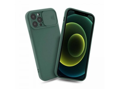 Silicone Camshield (zelen�) - Silik�nov� kryt s posuvnou ochranou kamery pre Samsung Galaxy A14 5G