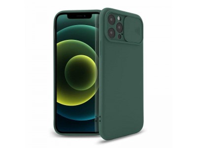 Silicone Camshield (zelen�) - Silik�nov� kryt s posuvnou ochranou kamery pre Samsung Galaxy A14 5G