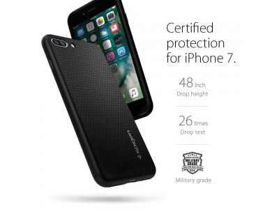 Spigen Liquid Air (ierny) - Luxusn ochrann kryt (obal) na iPhone 8 Plus