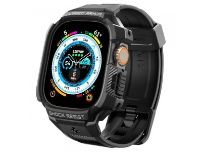 Spigen Rugged Armor PRO (ierna) - Ochrann kryt (obal) na Apple Watch ULTRA 49mm