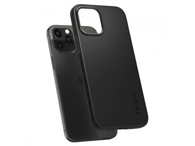 Spigen Thin Fit Black - luxusn ochrann kryt (obal) na iPhone 12 / iPhone 12 Pro (ern)