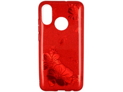 TPU Glitter Case (červená) - Ochranný glitrovaný kryt (obal) pre pre Samsung GALAXY A6 2018