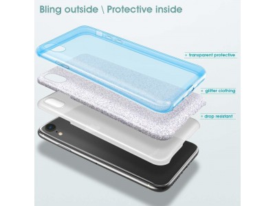 TPU Glitter Case (modr) - Ochrann glitrovan kryt (obal) pre pre Sony Xperia 10