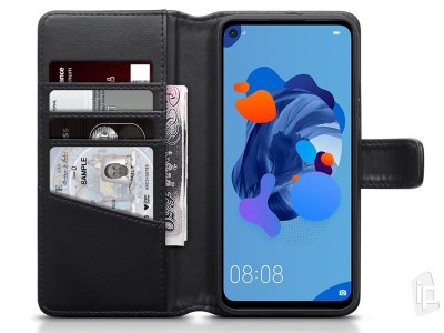 Pe�a�enkov� puzdro z pravej ko�e pre Huawei Mate 30 Lite - �ierne **AKCIA!!