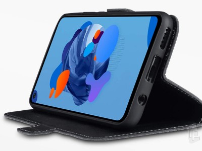 Pe�a�enkov� puzdro z pravej ko�e �ierne pre Huawei Mate 30 Lite **AKCIA!!