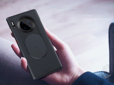 Slim CamShield (ierny) - Plastov kryt (obal) s ochranou kamery na Huawei Mate 30 Pro