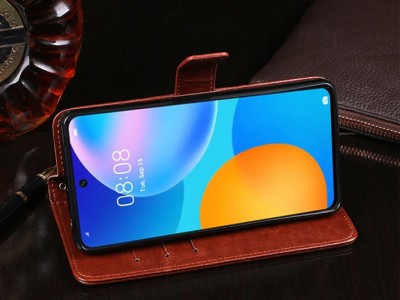 Elegance Stand Wallet Red (erven) - Peaenkov puzdro na Huawei P Smart 2021