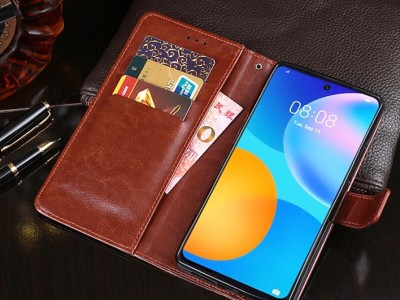 Elegance Stand Wallet Brown (hned�) - Pe�a�enkov� puzdro na Huawei P Smart 2021