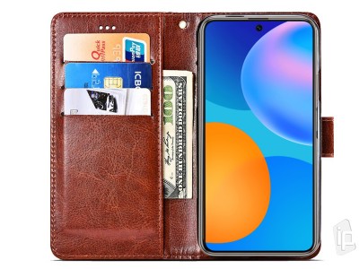 Elegance Stand Wallet Brown (hned) - Peaenkov puzdro na Huawei P Smart 2021