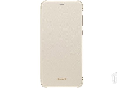 HUAWEI Flip Cover (zlat) - Znakov flip puzdro pre Huawei P Smart 2018