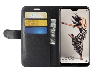 Elegance Stand Wallet Black (ierne) - Peaenkov puzdro na Huawei P20