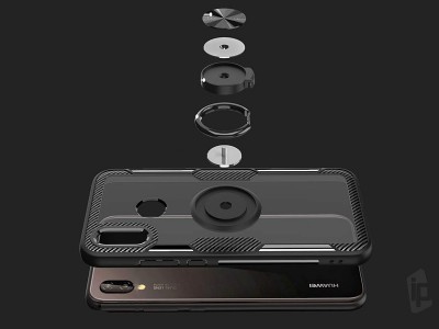 Shockproof Carbon Defender Clear/Black - Odoln ochrann kryt (obal) na Huawei P20 Lite