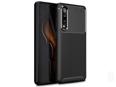 Carbon Fiber Black (čierny) - Ochranný kryt (obal) pre Huawei P30