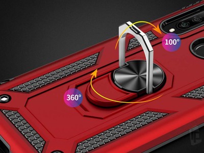 Set odoln obal Fusion Ring Armor (tmavomodr) + ochrann sklo (ierne) na displej na Huawei P30 Lite