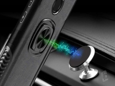 Leather Ring Defender (ern) - Odoln kryt (obal) na Huawei P30 Lite