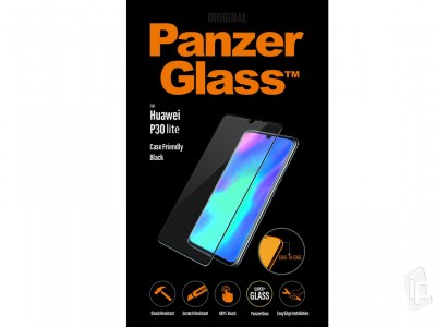 PanzerGlass Case Friendly Black (ern) - Tvrden ochrann sklo na displej na Huawei P30 Lite