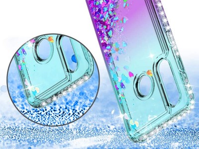 Diamond Liquid Glitter (ruovo-modr) - Ochrann kryt s tekutmi trblietkami na Huawei P30 Lite