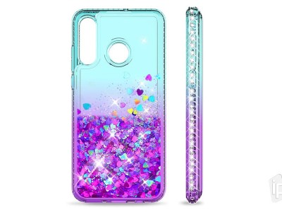 Diamond Liquid Glitter (modr) - Ochrann kryt s tekutmi trblietkami na Huawei P30 Lite
