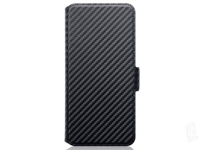 Carbon Fiber Folio ern - penenkov pouzdro na Huawei P30 Lite